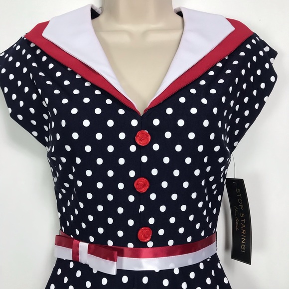 Stop Staring Red White Blue Swing Dress NWT - Picture 3 of 6